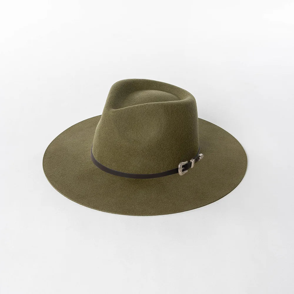 Herbst & Winter Unisex Woll-Fedora Hut – Vintage Jazzhut mit Krone & Schwarzem Lederband, Stylischer Hut mit Breiter Krempe