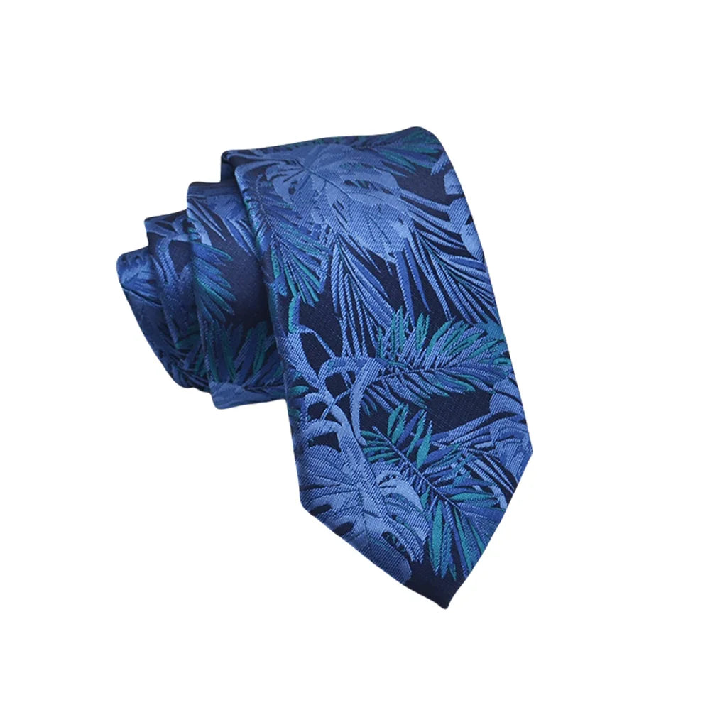 Herren Jacquard-Krawatte 8 cm – Hochwertige Krawatte mit Punkt- & Blumenmuster | Elegantes Accessoire für Business, Büro & Hochzeit Kaufschwan® Mittelblau floral