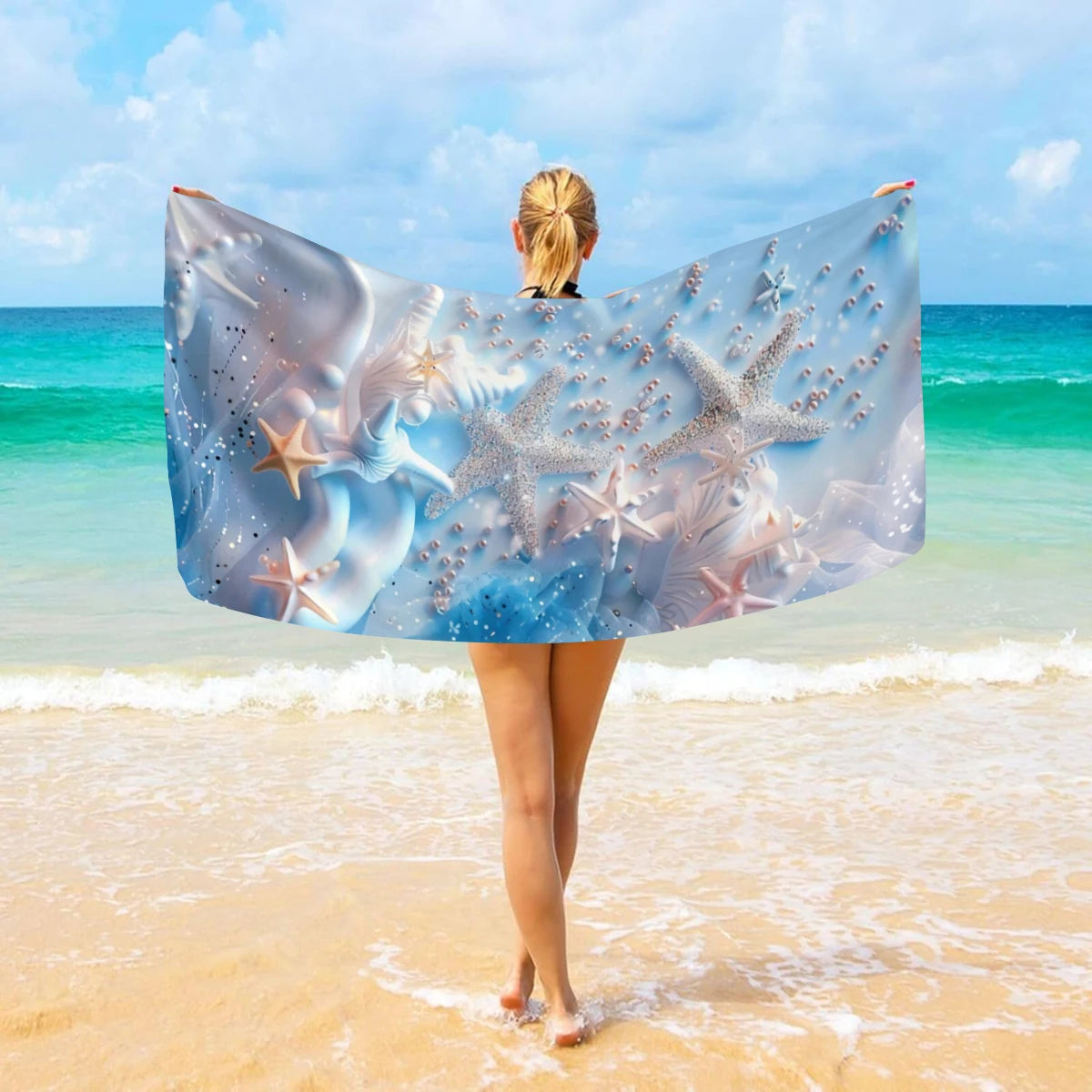 Strandtuch mit Ozean-Motiv – Schnell Trocknendes Mikrofaser Handtuch | Multifunktionales Handtuch für Sport, Schwimmen & Fitness