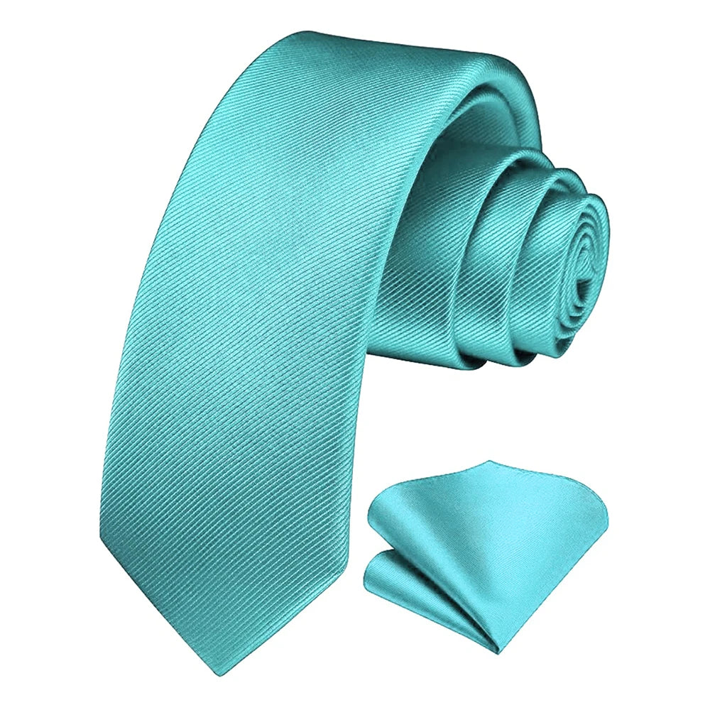 Herren Seidenkrawatten-Set – 6 cm Schmale Krawatte mit Passendem Einstecktuch | Elegantes Geschenk für Hochzeit, Business & Formelle Anlässe