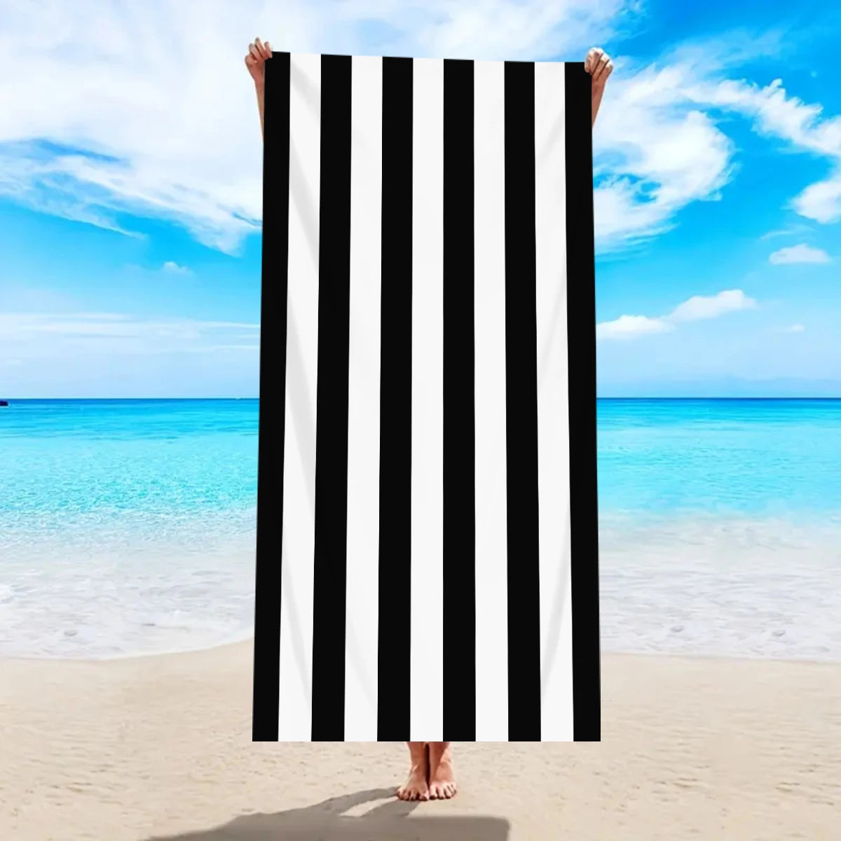Modisches Großes Gestreiftes Strandtuch – Schnell Trocknend & Saugfähig | Weiches Schwimm- & Badehandtuch in Mehreren Farben
