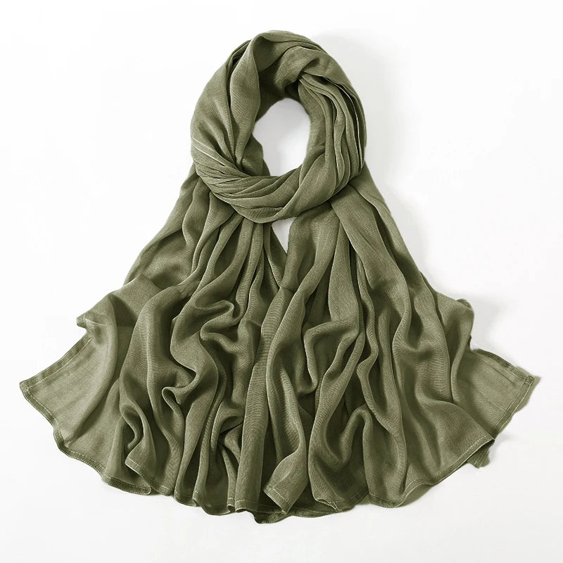Damen Hijab Schal aus Baumwolle, Rayon & Modal – Großformat 190×85cm | Muslimisches Kopftuch, Eleganter Turban & Umschlagtuch