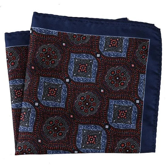 Großes 30×30CM Herren Einstecktuch – Mehrfarbig Bedruckt mit Blumen-, Paisley-, Hahnentritt- & Geometrischem Muster Kaufschwan® Dunkelblau kariert