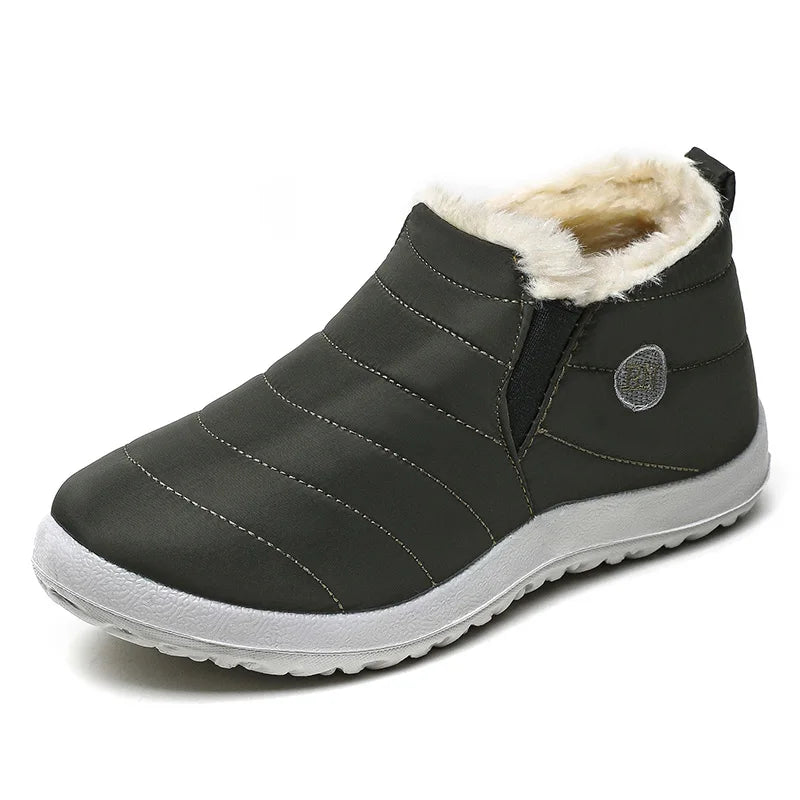 Warme Herren Schneestiefel – Unisex Wasserdichte Winter-Stiefeletten mit Plüschfutter | Rutschfeste Arbeits- & Outdoor-Schuhe Kaufschwan® Grün 35