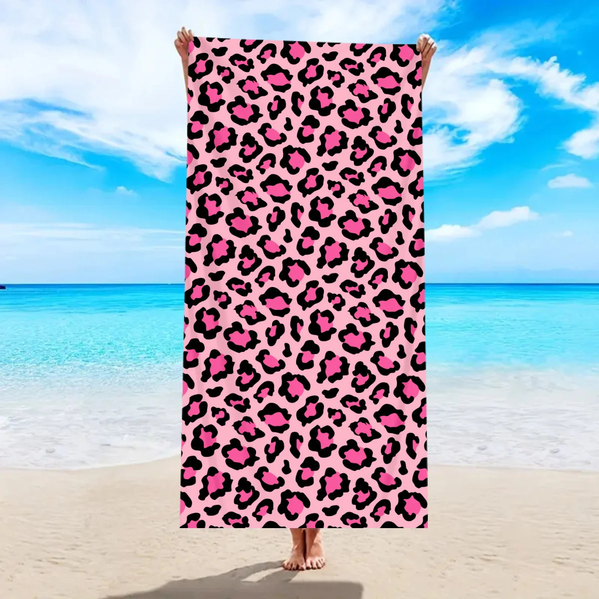 Modisches Strandtuch mit Leopardenmuster – Schnell Trocknend & Saugfähig | Multifunktionales Mikrofaser Handtuch für Sport, Schwimmen & Yoga