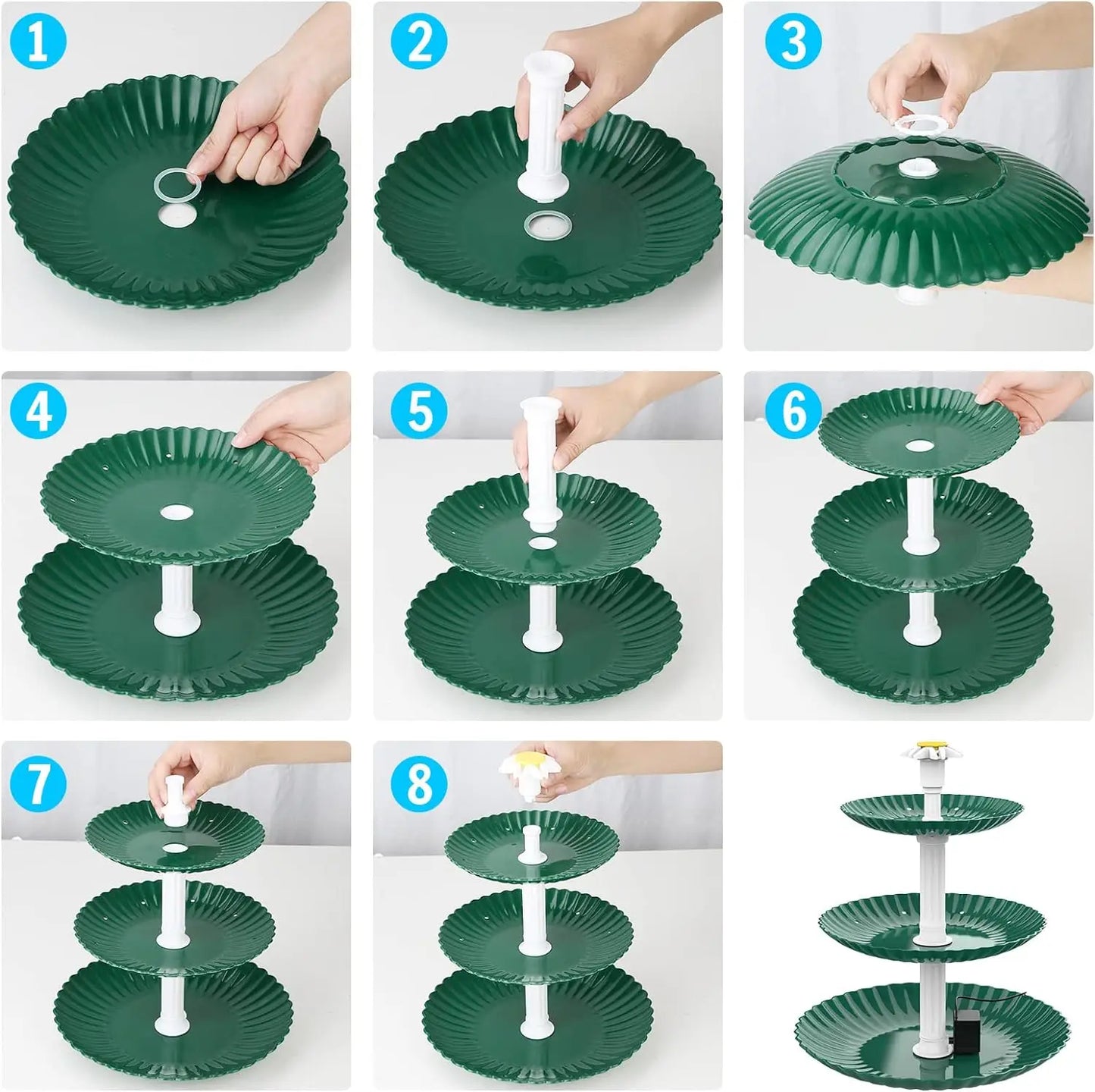 3-Stufiges Vogelbad mit 3,5W Solarpumpe – DIY Solar-Brunnen | Abnehmbares Wasserspiel für Garten & Dekoration Kaufschwan®