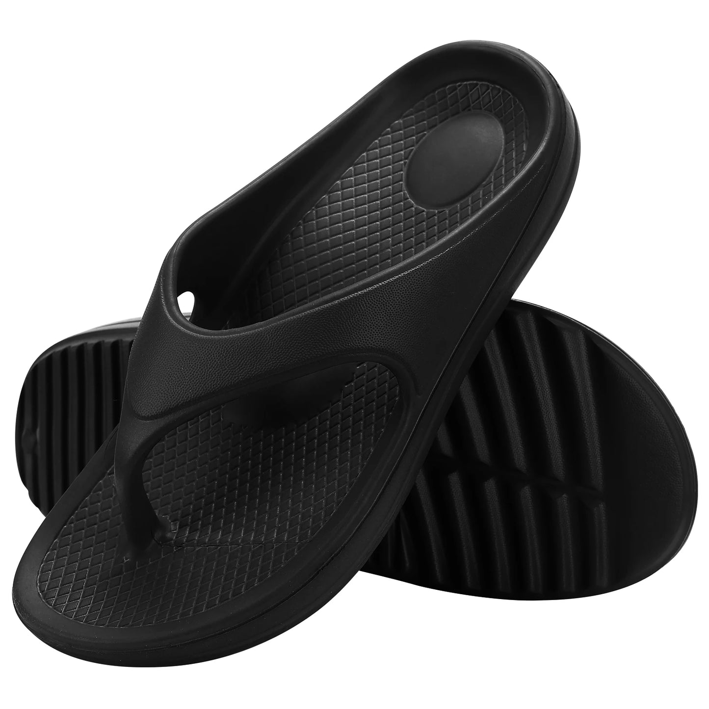 Weiche Orthopädische Damen-Flip-Flops | Sommer-Sandalen mit Fußgewölbeunterstützung | Weiche Erholungsschuhe für Strand & Alltag Kaufschwan® Schwarz 43