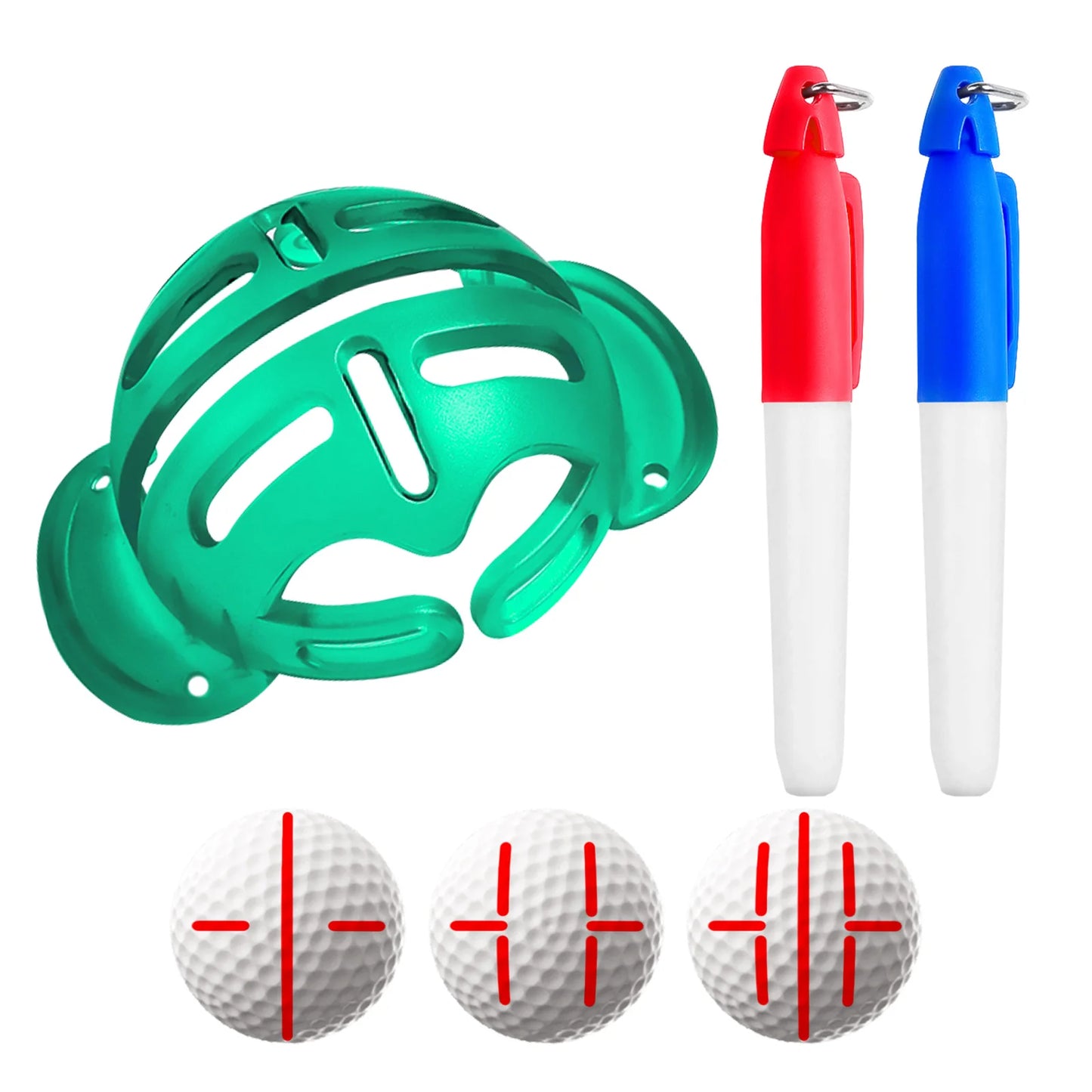 Golf Ball Markierungs- & Ausrichtungstool – 2 Stück Schablonen Set | Präzise Golfball Markierung & Identifikation für Golfer Kaufschwan® Grün