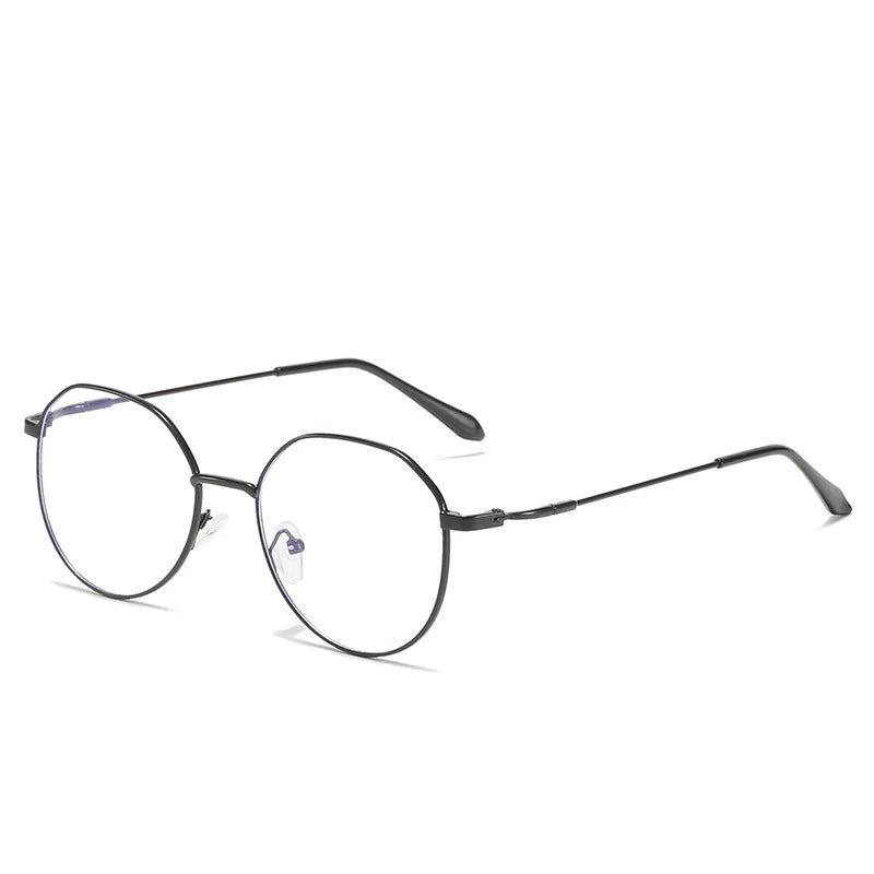Metal Round Anti Blue Light Glasses Women Men Classic Square Eyeglasses Frames Transparent Computer Glasses Oculos Feminino Kaufschwan® Anti blue 0 Black