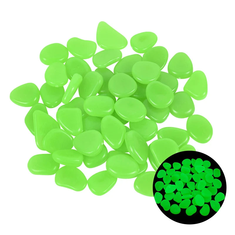 25/50 Stück Leuchtende Gartensteine – Glow-in-the-Dark Kiesel für Wege, Gartenpfade, Terrasse & Rasen Dekoration Kaufschwan® Grün2 25 Stück