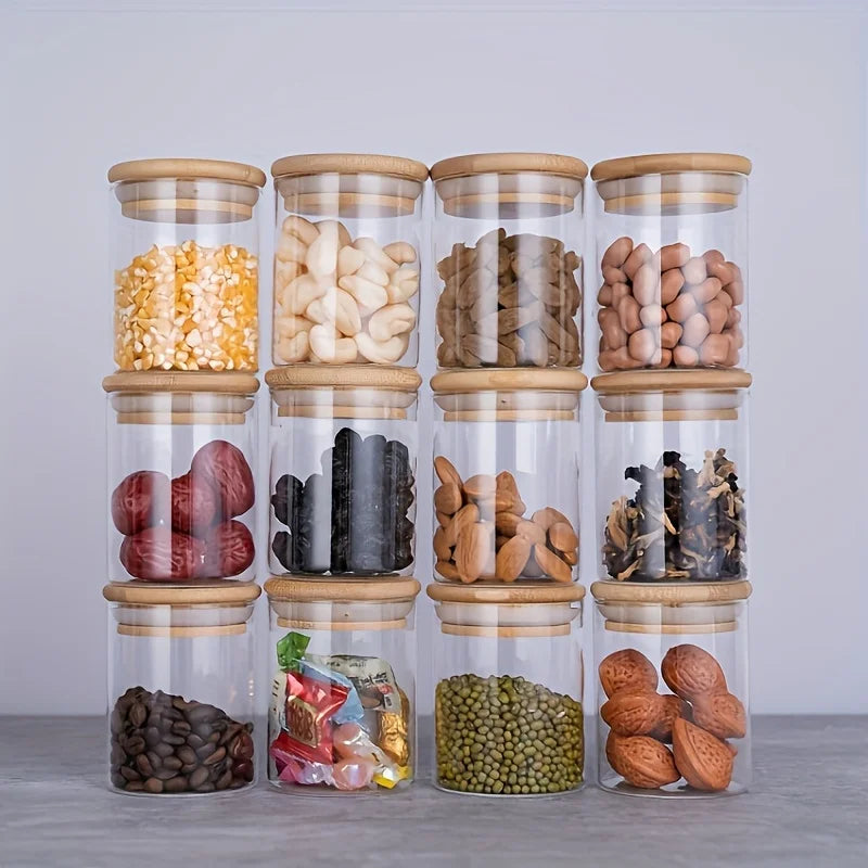 12-teiliges Glas Vorratsdosen Set – Gewürzgläser mit Luftdichtem Decke – Kaufschwan®