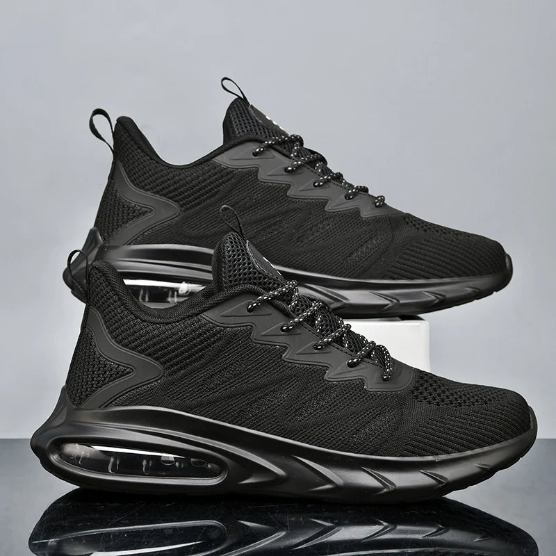 Herren Laufschuhe – Modische Trainingssneaker mit Dämpfung | Atmungsaktive Mesh Sportschuhe für Laufen, Gehen & Rennen Kaufschwan® Schwarz 39