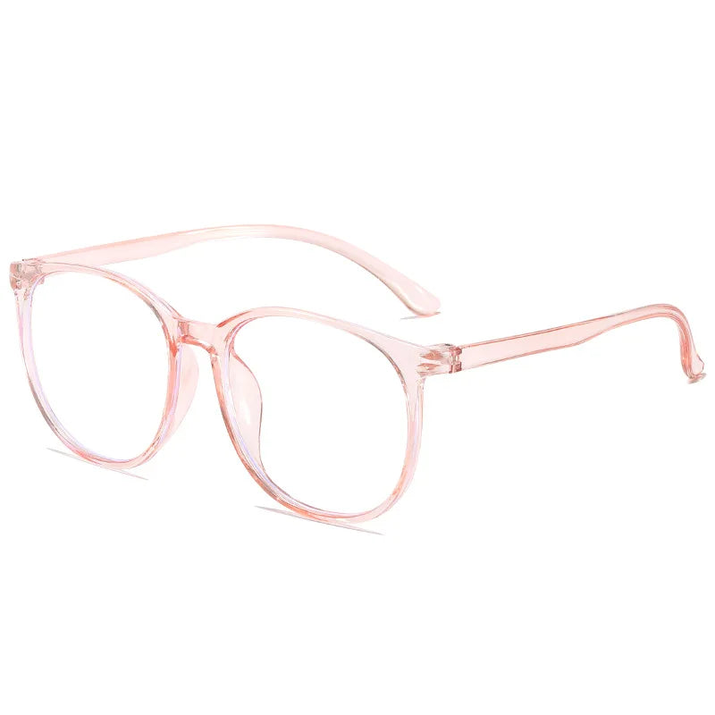 Transparent Large Frame Computer Glasses Women Round Anti Blue Light Optical Spectacle Flat Lens Eye Protection Plain Glasses Kaufschwan®