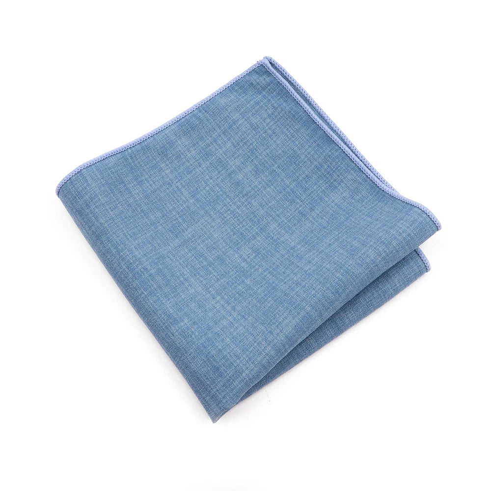 Einfarbiges Baumwoll Taschentuch – Weiches Herren Einstecktuch in Bonbonfarben für Anzug & Alltag Kaufschwan® Himmelblau