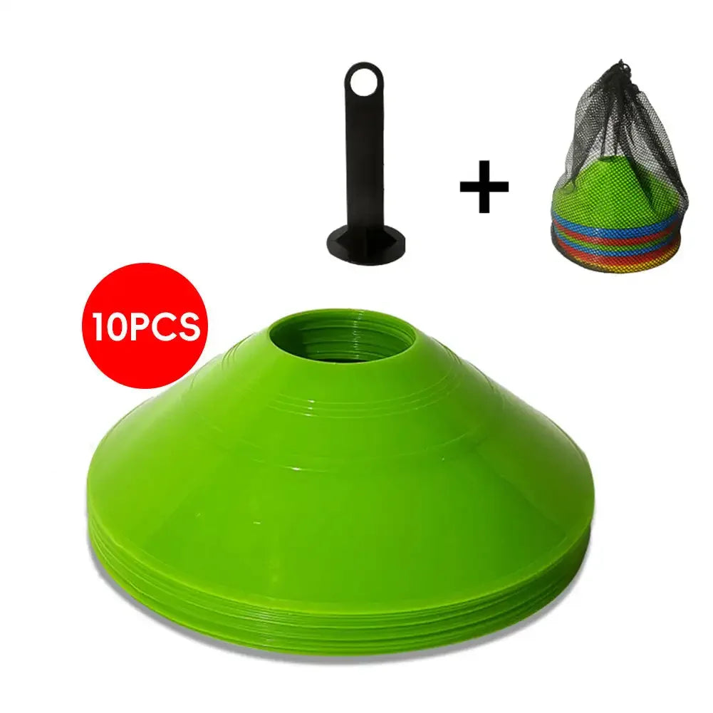 10er Set Trainingskegel – Fußball & Agility Trainingsausrüstung für Kinder & Profis | Sportmarkierungen für Geschwindigkeits- & Koordinationsübungen Kaufschwan® 10 Stück Grün Set