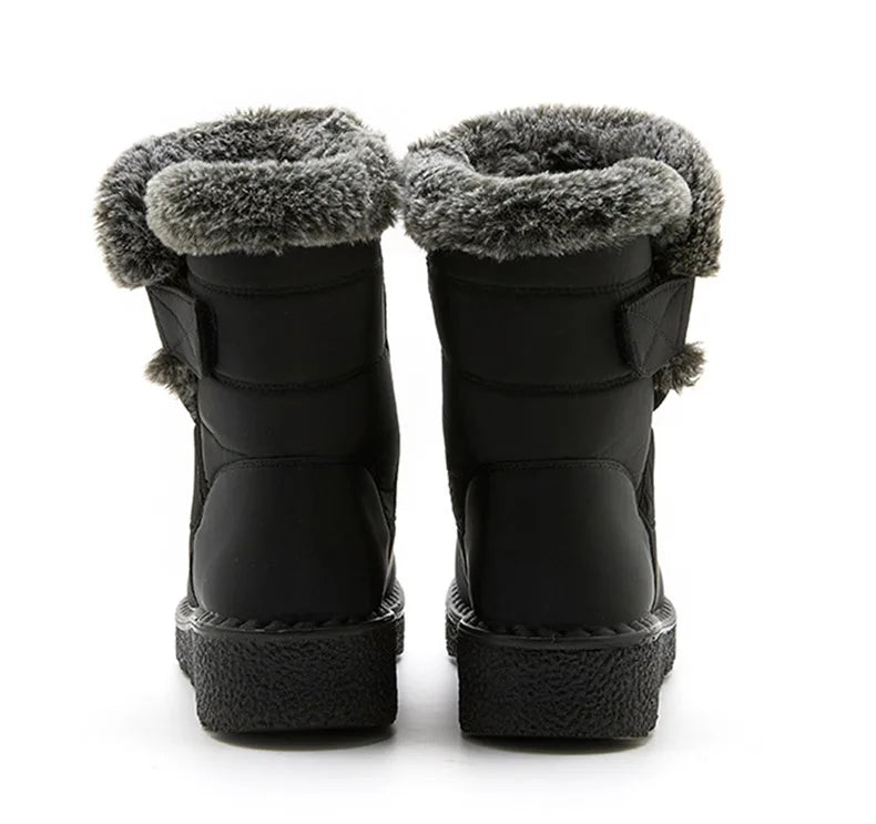 Damen Trendige Winterstiefel – Wasserdichte Knöchelstiefel mit Kunstfell Futter | Warme Low-Heel Schneestiefel für Damen