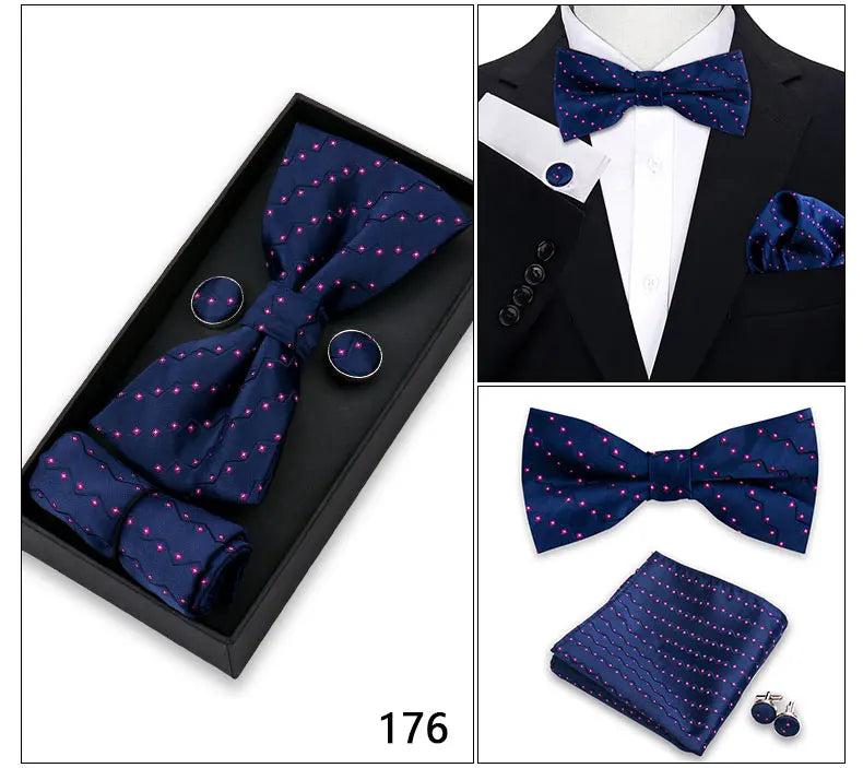 Herren Fliegen-Set – 3-teiliges Geschenkset mit Fliege, Einstecktuch & Manschettenknöpfen | Elegantes Rotes Accessoire für Business & Hochzeit Kaufschwan®