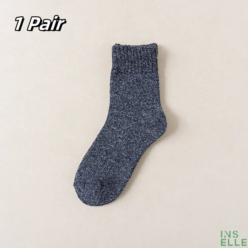Winter-Frottee-Gepolsterte Dicke Socken | Unisex Warme Dicke Mid-Calf Socken | Solide Farbe Kaufschwan® 1 Paar Schwarz Einheitsgröße