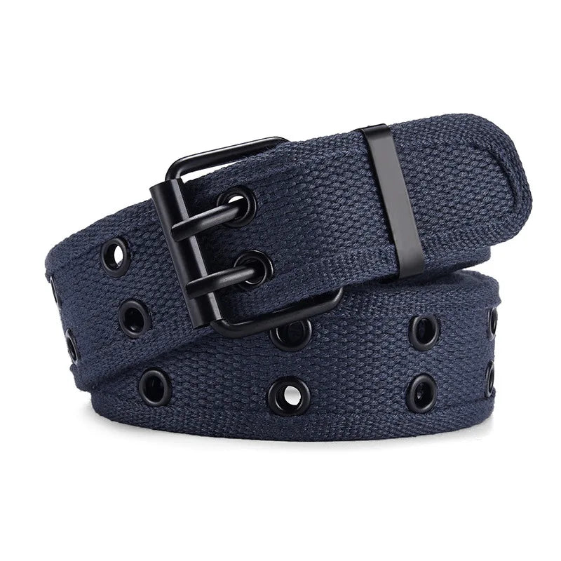 Herren Canvas Gürtel – Schlanker Taktischer Gürtel | Doppeldornschließe Modischer Gürtel für Jeans, Arbeit & Freizeit