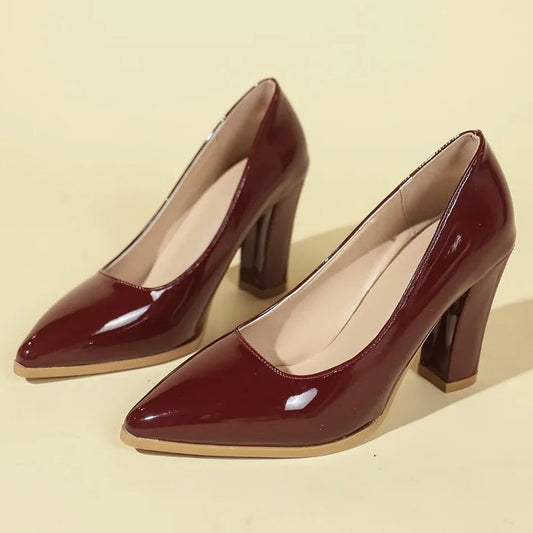 Damen Business-Pumps mit Blockabsatz – Spitzes Slip-On Design | Elegante Sommerschuhe für Büro & Karriere mit Rutschfester Sohle Kaufschwan®