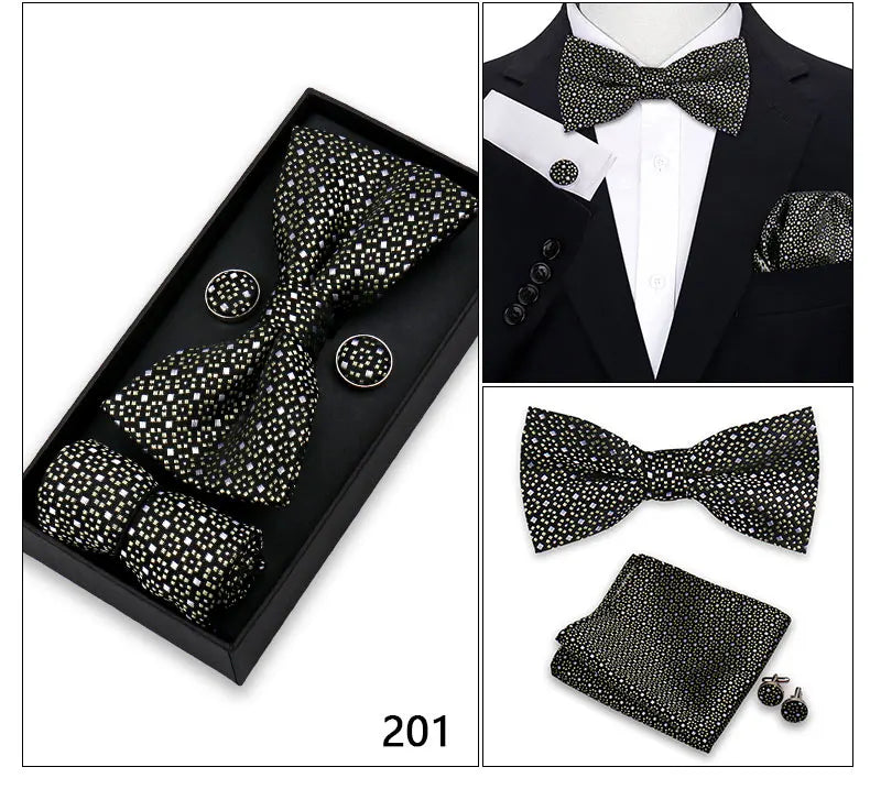 Herren Fliegen-Set – 3-teiliges Geschenkset mit Fliege, Einstecktuch & Manschettenknöpfen | Elegantes Rotes Accessoire für Business & Hochzeit