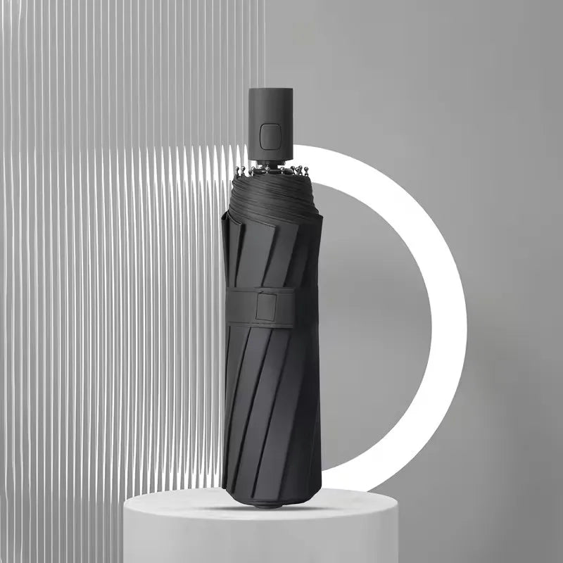 16-Streben Automatikschirm – Winddichter Doppel-Lagen Fiberglas-Rahmen, UPF Sonnenschutz, Tragbarer Minimalistischer Sonnenschutzschirm