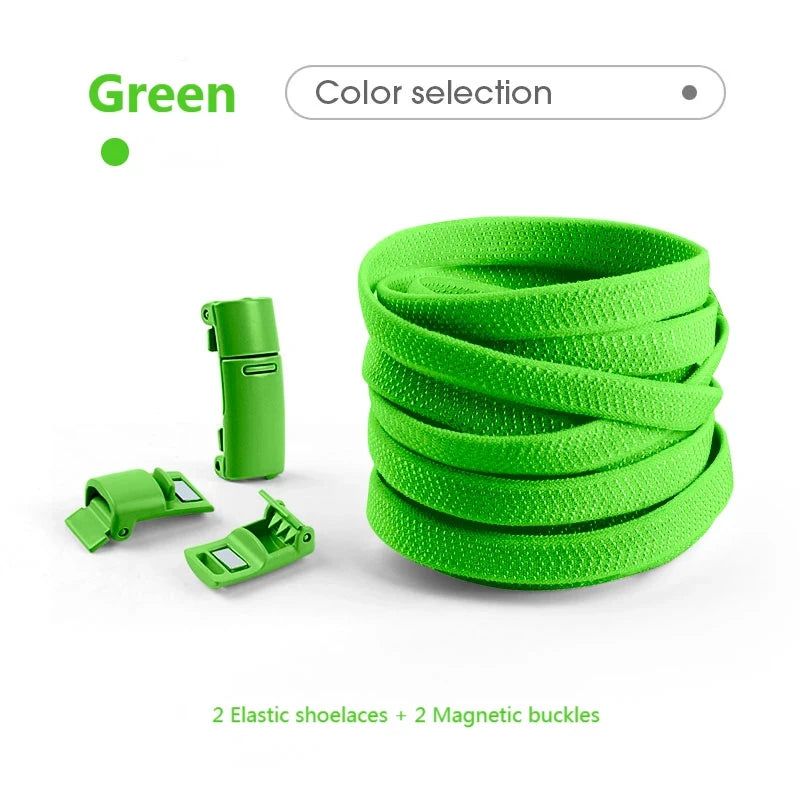 Magnetische No-Tie Elastische Schnürsenkel – Schnelles Verriegelungssystem für Sneaker | Unisex Schuhzubehör für Kinder & Erwachsene, 1 Paar Kaufschwan® Grün