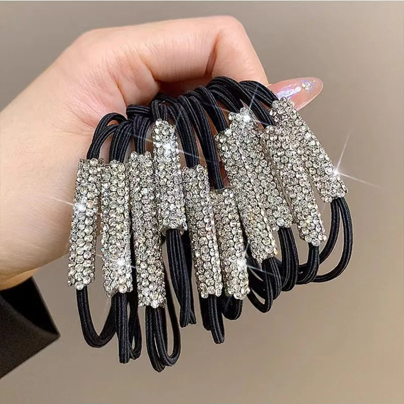 10 Stück Strass Haargummis | Hoch Elastische Haarringe | Damen & Mädchen Mode Haaraccessoires Kaufschwan® 10 Stück