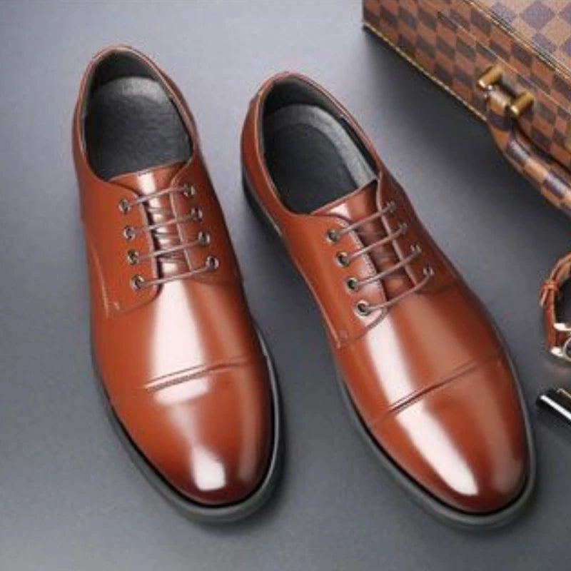 Herren Schnürschuhe mit Runder Spitze – Klassische Business- & Freizeitschuhe | Elegante Lederschuhe für Frühjahr & Herbst Kaufschwan®