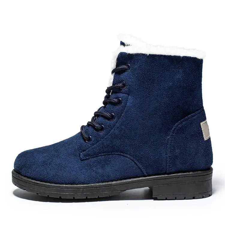 Damen Schneestiefel – Flache Plateau Winter Schuhe | Warme Kunstfell Gefütterte Plüsch Stiefel für Damen | Bequeme Winter Schuhe