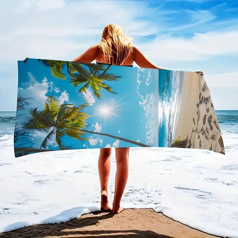 Beach Paradise Großes Strandtuch – Stilvolles Tropisches Palmenmotiv | Weiches & Saugfähiges Handtuch für Strand, Bad & Pool
