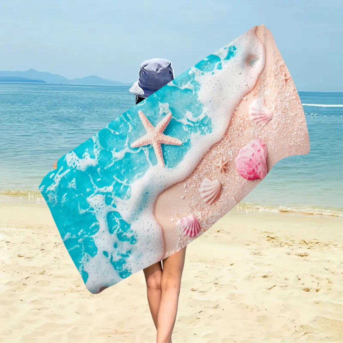 Strandtuch mit Ozean-Motiv – Schnell Trocknendes Mikrofaser Handtuch | Multifunktionales Handtuch für Sport, Schwimmen & Fitness