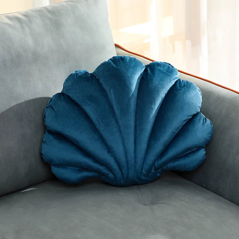 Velours Kissen mit Füllung für Wohnkultur | Sofa Kissen mit Muschel Design | Geschenk | 32x25cm Kaufschwan®