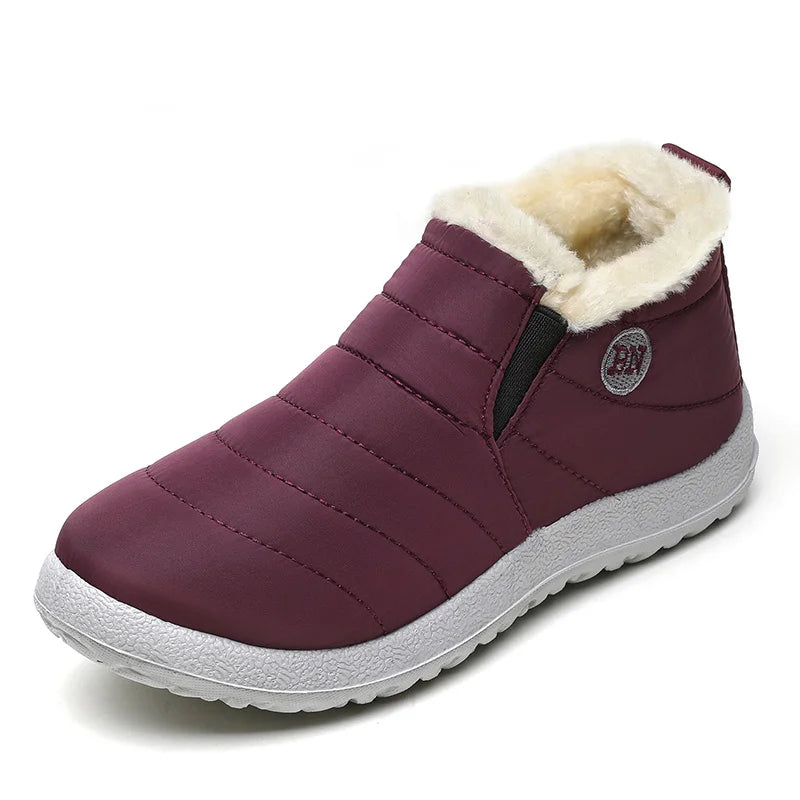 Warme Herren Schneestiefel – Unisex Wasserdichte Winter-Stiefeletten mit Plüschfutter | Rutschfeste Arbeits- & Outdoor-Schuhe Kaufschwan® Rot 35