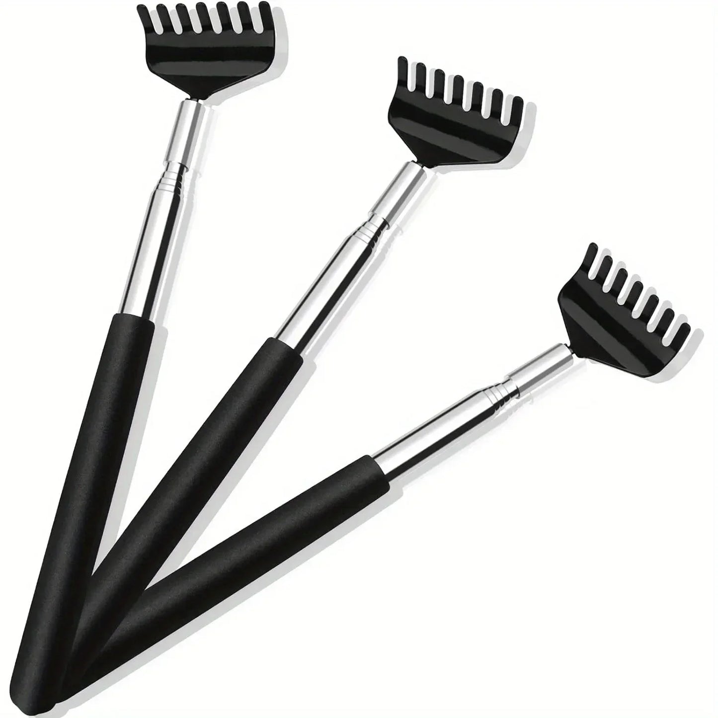 Ausziehbarer Tragbarer Teleskopischer Metall-Rückenkratzer | Handmassager mit Griffen | Perfektes Geschenk zu Thanksgiving, Geburtstag & Weihnachten Kaufschwan® 3 Stück Schwarz