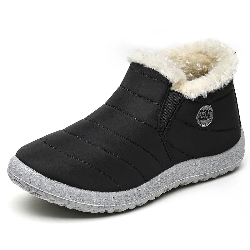 Warme Herren Schneestiefel – Unisex Wasserdichte Winter-Stiefeletten mit Plüschfutter | Rutschfeste Arbeits- & Outdoor-Schuhe Kaufschwan® Schwarz 35