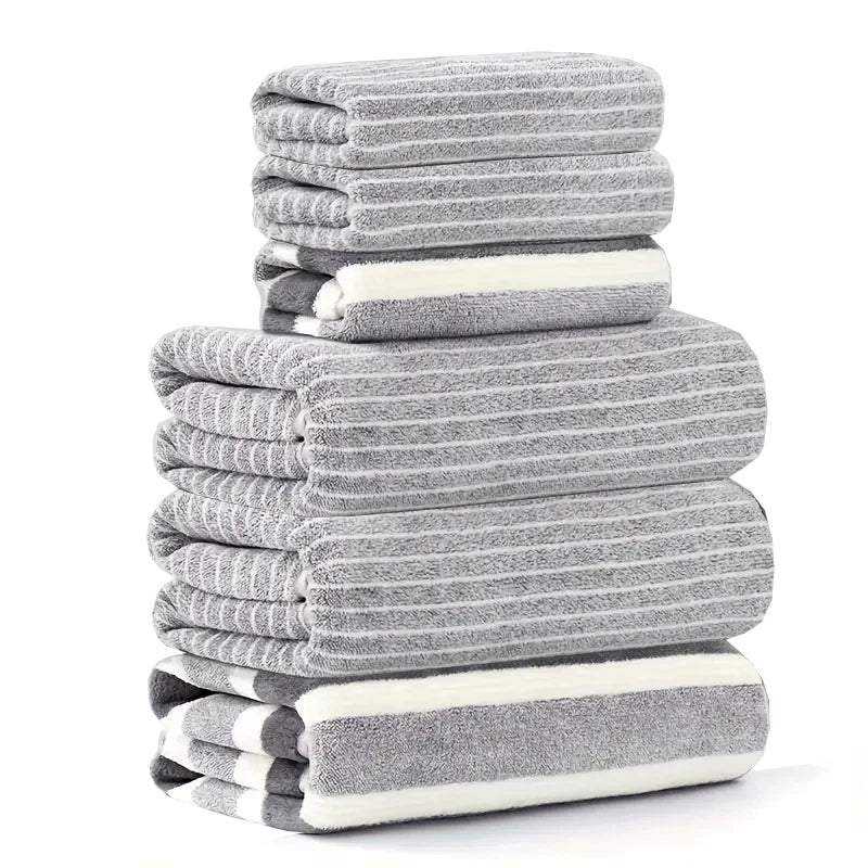 6-teiliges Coral Fleece Handtuch Set – 3 Badetücher & 3 Waschlappen | Weich, Saugfähig & Komfortabel für Dusche, Fitness & Hotel Kaufschwan® Graues Set
