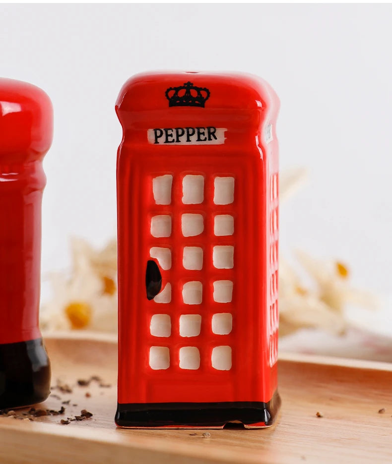 2er Set Keramik Gewürzstreuer – Telefonzelle & Briefkasten Design Salz- & Pfefferstreuer | Originelle Küchen Dekoration Kaufschwan®