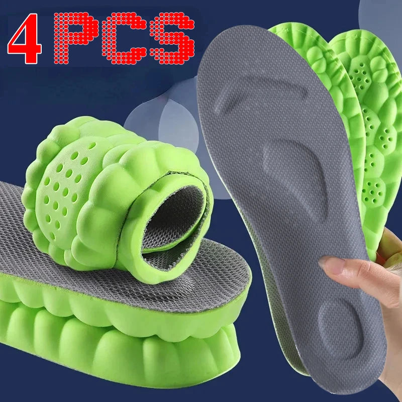 4D Massage Einlegesohlen | Superweiche Sportschuhe Sohlen mit Fußgewölbeunterstützung – Orthopädische Einlagen für Damen & Herren Kaufschwan® 4 stücke Grau Grün EU 35-36