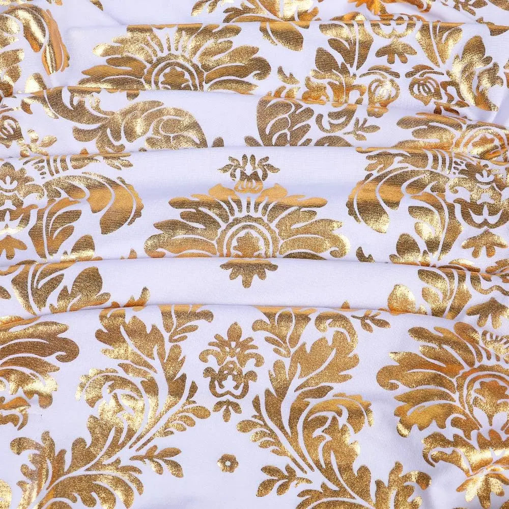 Esszimmer Stuhlbezüge mit Gold- & Silber Blumenprägung – Abnehmbare Waschbare Spandex Stretch Stuhlüberzüge für Hochzeiten & Events Kaufschwan®