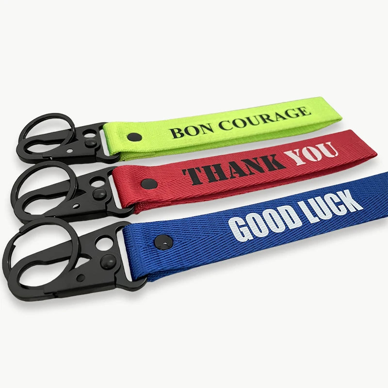 Personalisierter Schlüsselanhänger fürs Handgelenk – Mit eigenem Text oder Logo | Lanyard mit Clip für Auto & Motorrad, Unisex Design