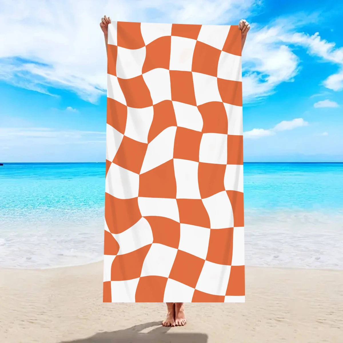 Modisches Kariertes Strandtuch – Schnell Trocknend & Saugfähig | Großes Mikrofaser Handtuch in Mehreren Farben für Strand & Reisen