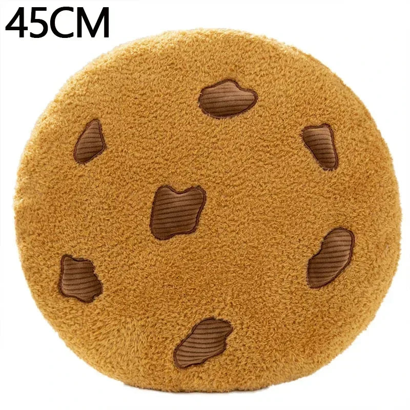 Keks Kissen | Schokoladenstückchen Keks Plüschkissen | Rundes Kissen für Boden, Sofa, Schlafzimmer Dekor & Geschenk Kaufschwan® 45cm