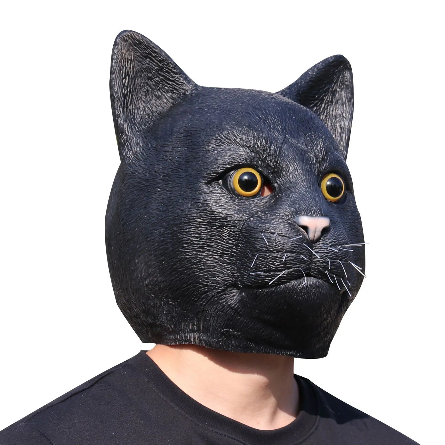 Lustige Schwarze Katzenmaske – Latex Cosplay Kapuzenmaske für Party, Halloween & Kostüm Requisite Kaufschwan®