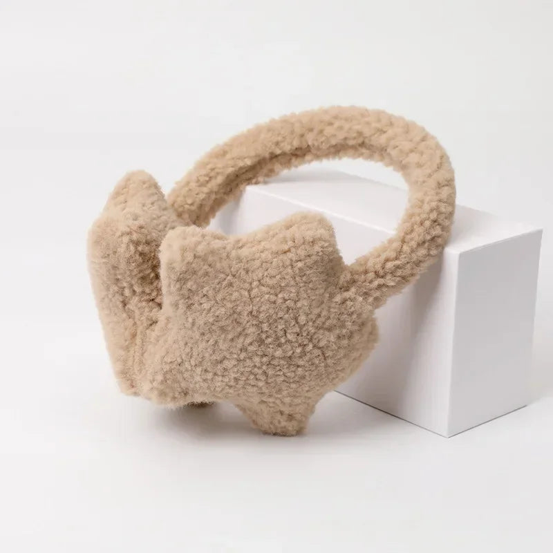 Stern Flauschige Ohrwärmer – Damen Einfarbige Plüsch Ohrenschützer | Süße Warme Ohrstöpsel Kälteschutz Radfahren Accessoires Kaufschwan® Beige