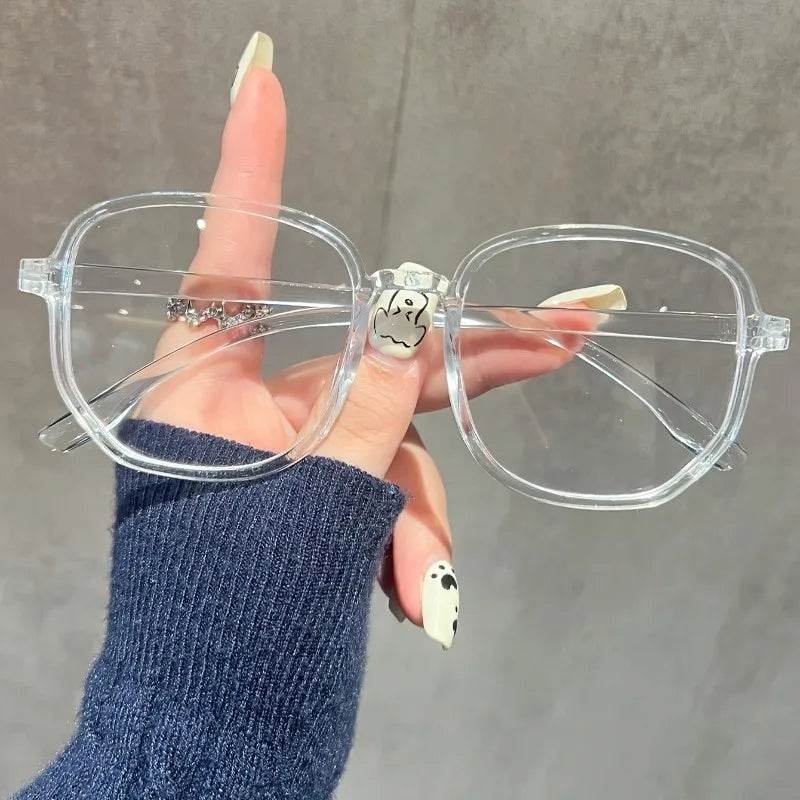 1 piece of women's jelly colored fashionable flat frame new retro simple irregular glasses suitable for daily outings Kaufschwan®