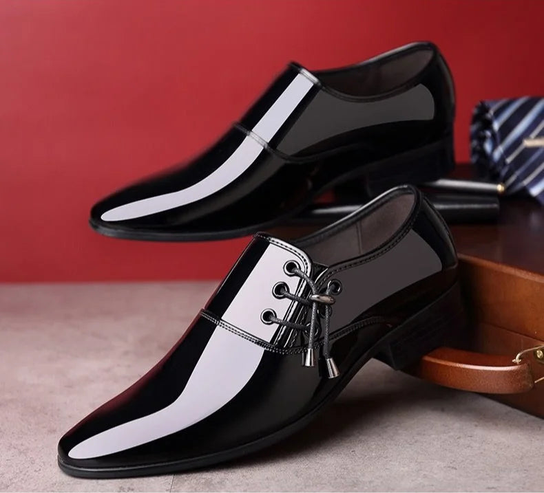 Herren Lackleder-Businessschuhe – Spitzes Design | Elegante Glanzschuhe für Frühjahr & Herbst , Hochwertige Formelle Herrenschuhe Kaufschwan®