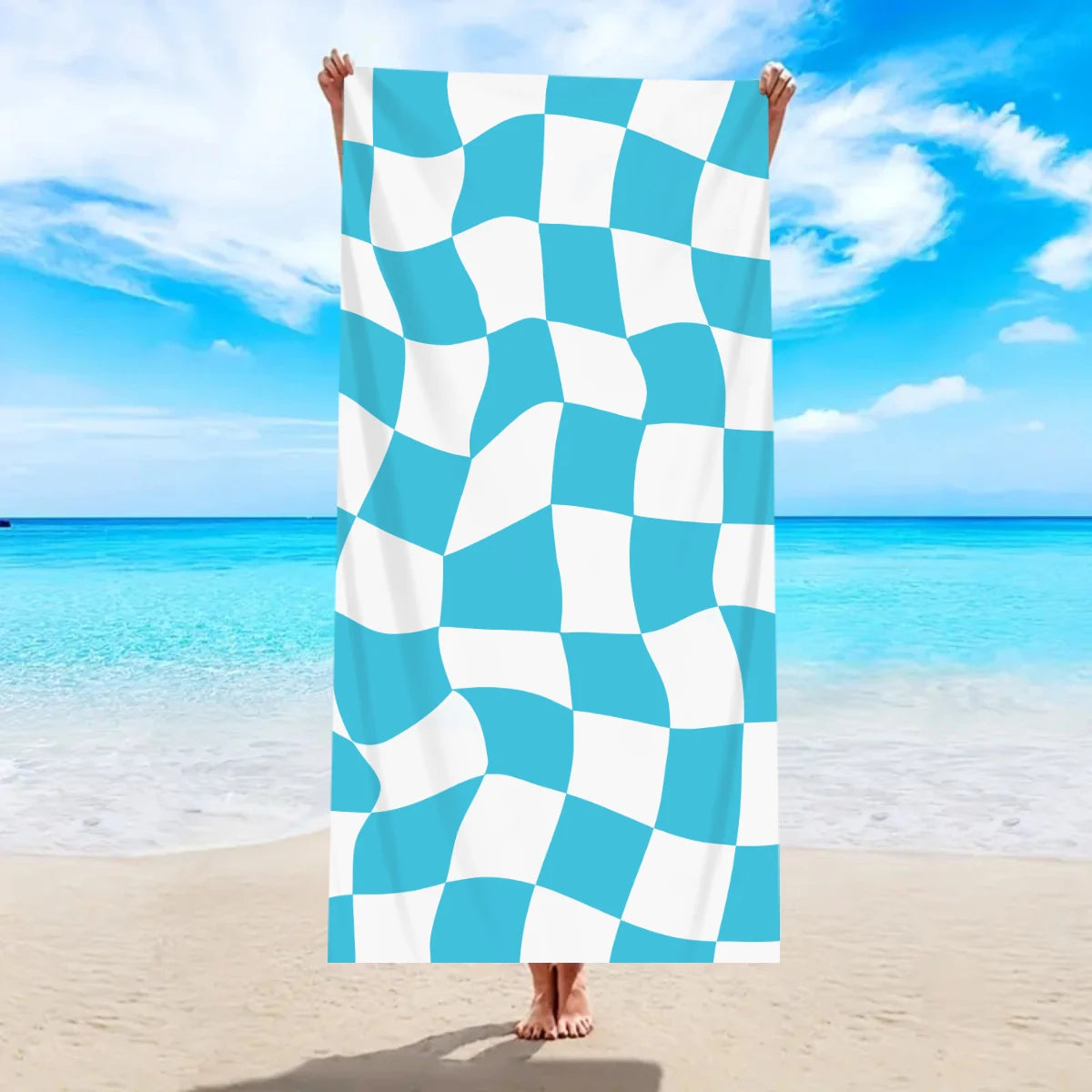 Modisches Kariertes Strandtuch – Schnell Trocknend & Saugfähig | Großes Mikrofaser Handtuch in Mehreren Farben für Strand & Reisen