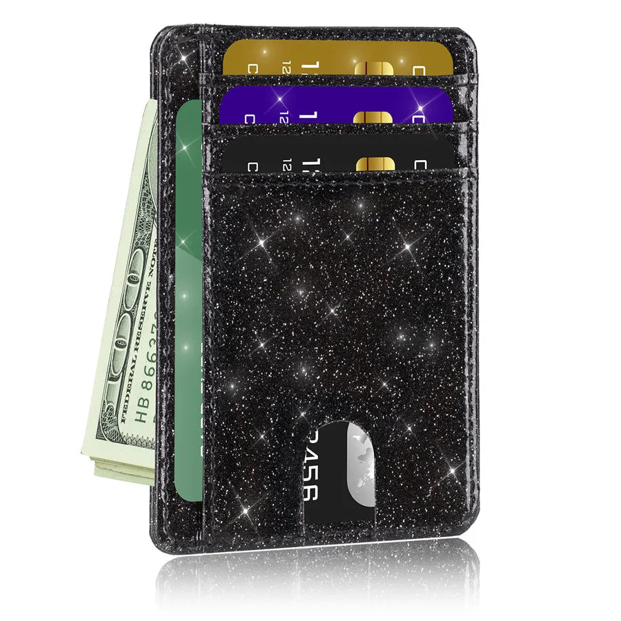 Glänzende Schlanke Minimalistische Geldbörse – RFID Schutz ID Kartenhalter Fronttaschen Kreditkartenetui für Frauen & Mädchen