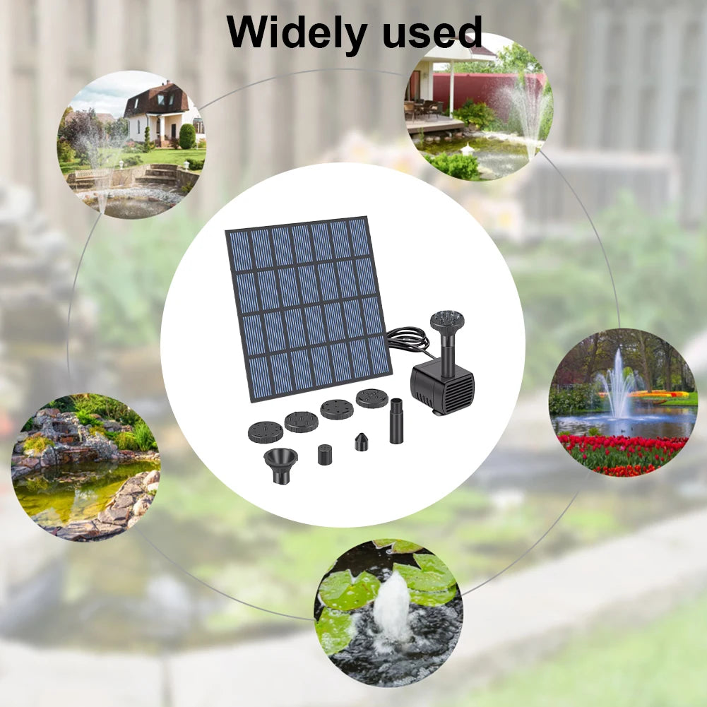 Solar-Wasserbrunnenpumpe mit Düsen – Solar-Teichpumpe Set | Für Garten, Pool, Teich & Aquarium Kaufschwan®